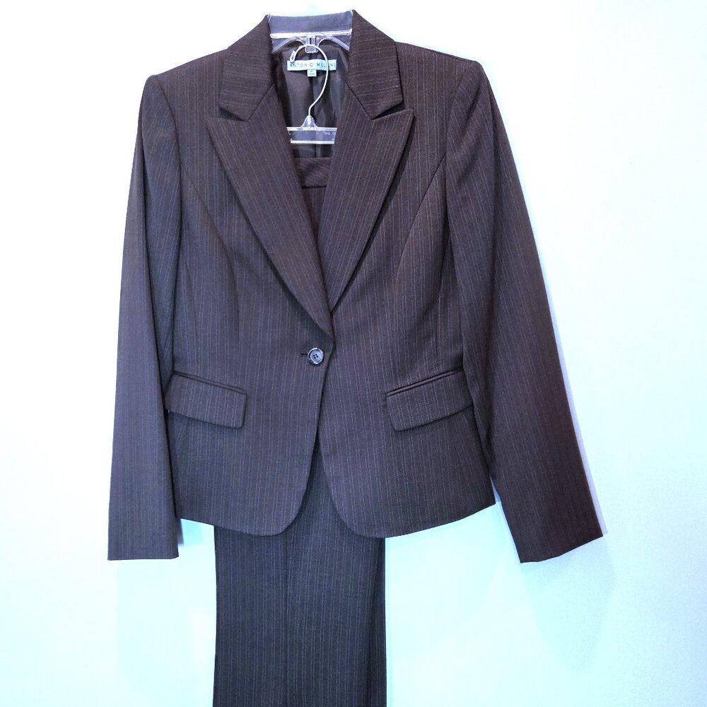 NWOT Antonio Melani Wool Pinstripe Suit Jacket & Trousers Set